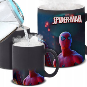 KUBEK MAGICZNY Czarny SPIDERMAN Wiele WZOROW