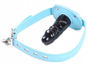 Perwersyjny Knebel Skórzany Długim Dildo 10 Cm