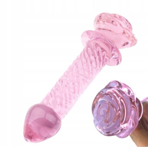 Szklany Korek Analny Róża Ze Zdobieniami,anal Plug