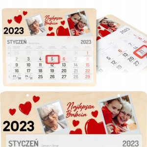DREWNIANY KALENDARZ 2023 Prezent dla BABCI Wzory