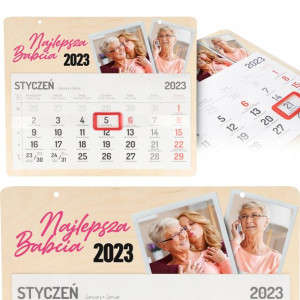DREWNIANY KALENDARZ 2023 Prezent dla BABCI Wzory