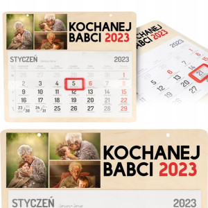 DREWNIANY KALENDARZ 2023 Prezent DZIEŃ BABCI Wzory