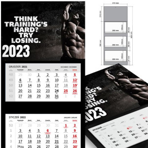 KALENDARZ Ścienny 2023 SPORT Kulturystyka WZORY