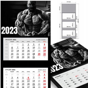 KALENDARZ Ścienny 2023 SPORT Kulturystyka WZORY