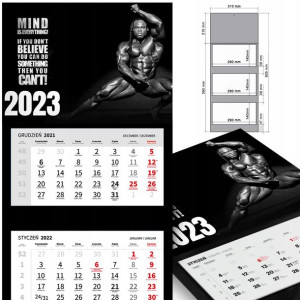 KALENDARZ Ścienny 2023 SPORT Kulturystyka WZORY