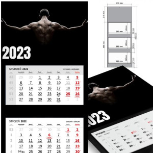 KALENDARZ Ścienny 2023 SPORT Kulturystyka WZORY