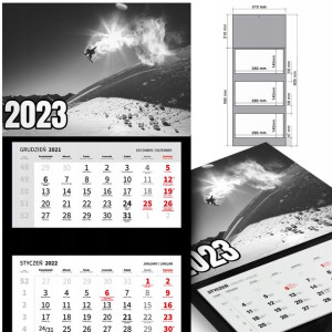 Kalendarz Ścienny 2023 Sporty Zimowe Mix Wzory
