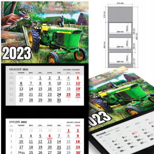 KALENDARZ Ścienny 2023 TRAKTOR John DEERE RETRO