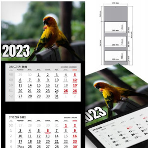 KALENDARZ Ścienny 2023 Wiele Wzorów Różne PTAKI