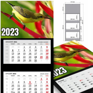 KALENDARZ Ścienny 2023 Wiele Wzorów Różne PTAKI
