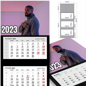KALENDARZ Trójdzielny 2023 DRAKE Wiele WZORÓW MiX