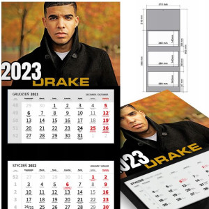 KALENDARZ Trójdzielny 2023 DRAKE Wiele WZORÓW MiX
