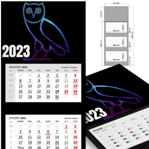 KALENDARZ Trójdzielny 2023 DRAKE Wiele WZORÓW MiX