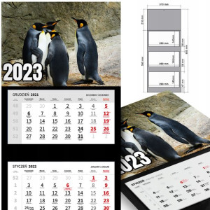 KALENDARZ Trójdzielny 2023 Dużo Wzorów Różne PTAKI