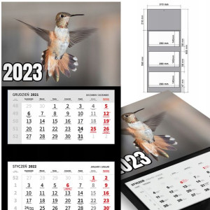 KALENDARZ Trójdzielny 2023 Dużo Wzorów Różne PTAKI