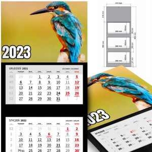 KALENDARZ Trójdzielny 2023 Dużo Wzorów Różne PTAKI