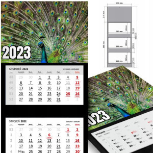 KALENDARZ Trójdzielny 2023 Dużo Wzorów Różne PTAKI