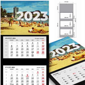 KALENDARZ Trójdzielny 2023 Dużo WZORÓW VINTAGE MiX
