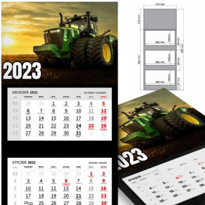 KALENDARZ Trójdzielny 2023 JOHN DEERE Wzory MIX