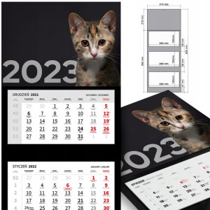 KALENDARZ Trójdzielny 2023 KOTY Kotki MIX WZORÓW