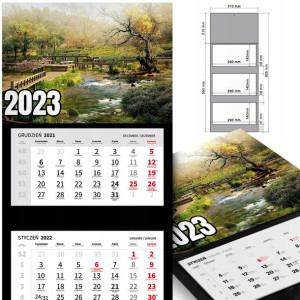 KALENDARZ Trójdzielny 2023 Krajobrazy Dużo WZÓROW