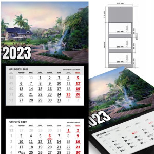 KALENDARZ Trójdzielny 2023 Krajobrazy Dużo WZÓROW