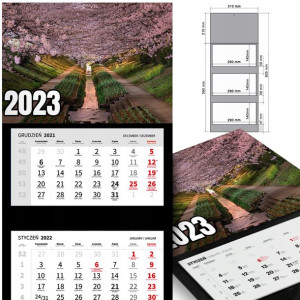 KALENDARZ Trójdzielny 2023 Krajobrazy Widoki Wzory