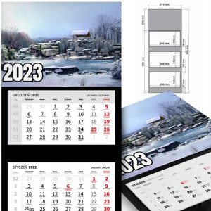 KALENDARZ Trójdzielny 2023 Krajobrazy Widoki Wzory
