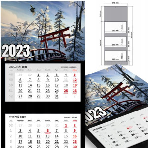 KALENDARZ Trójdzielny 2023 Krajobrazy Widoki Wzory