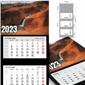 KALENDARZ Trójdzielny 2023 Krajobrazy WIELE WZÓROW
