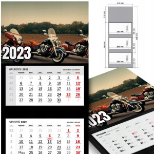 KALENDARZ Trójdzielny 2023 MOTOCYKLE Samochody MiX