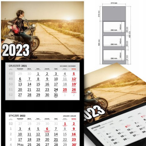 KALENDARZ Trójdzielny 2023 MOTOCYKLE Samochody MiX