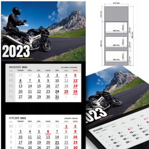 KALENDARZ Trójdzielny 2023 MOTOCYKLE Samochody MiX