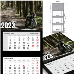 KALENDARZ Trójdzielny 2023 MOTOCYKLE Samochody MiX