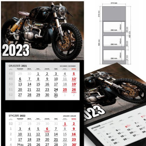 KALENDARZ Trójdzielny 2023 MOTOCYKLE Samochody MiX