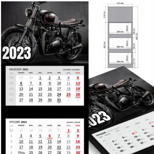 KALENDARZ Trójdzielny 2023 MOTOCYKLE Samochody MiX