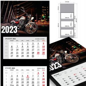 KALENDARZ Trójdzielny 2023 MOTOCYKLE Samochody MiX