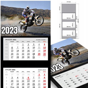 KALENDARZ Trójdzielny 2023 MOTOCYKLE Samochody MiX