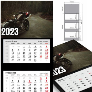 KALENDARZ Trójdzielny 2023 MOTOCYKLE Samochody MiX