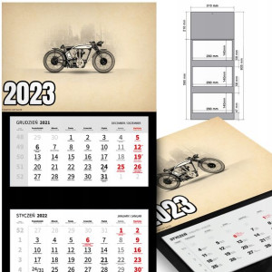 KALENDARZ Trójdzielny 2023 MOTORYZACJA Dużo WZORÓW