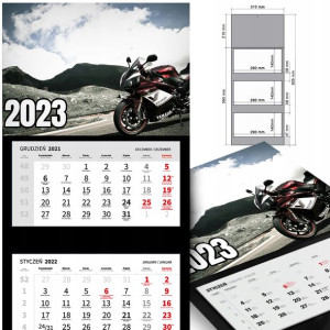 KALENDARZ Trójdzielny 2023 MOTORYZACJA Dużo WZORÓW
