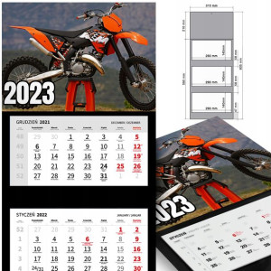 KALENDARZ Trójdzielny 2023 MOTORYZACJA Dużo WZORÓW