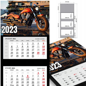 KALENDARZ Trójdzielny 2023 MOTORYZACJA Dużo WZORÓW