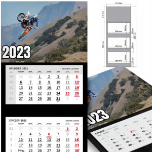 KALENDARZ Trójdzielny 2023 MOTORYZACJA Dużo WZORÓW