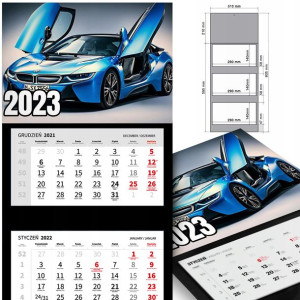 KALENDARZ Trójdzielny 2023 MOTORYZACJA Dużo WZORÓW