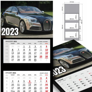 KALENDARZ Trójdzielny 2023 MOTORYZACJA Dużo WZORÓW