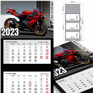 KALENDARZ Trójdzielny 2023 MOTORYZACJA Dużo WZORÓW