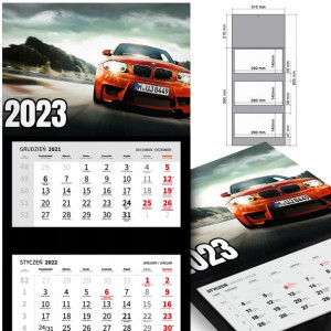 KALENDARZ Trójdzielny 2023 MOTORYZACJA Dużo WZORÓW