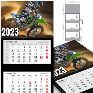 KALENDARZ Trójdzielny 2023 MOTORYZACJA Dużo WZORÓW