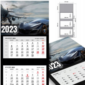 KALENDARZ Trójdzielny 2023 MOTORYZACJA Dużo WZORÓW